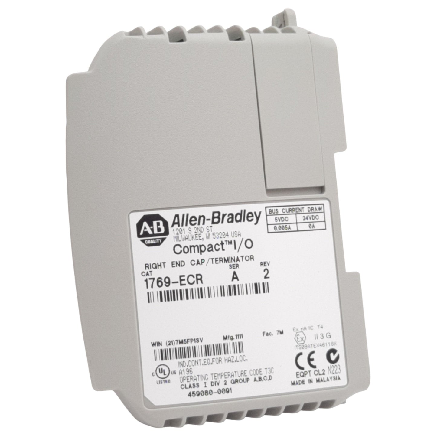 Used Allen Bradley 1769-ECR MicroLogix1500 Compact Right End Cap Cover, Ser A Rev 2