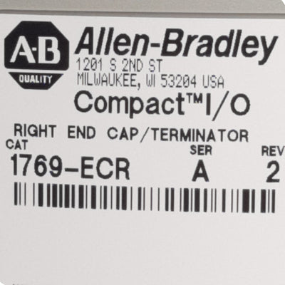 Used Allen Bradley 1769-ECR MicroLogix1500 Compact Right End Cap Cover, Ser A Rev 2
