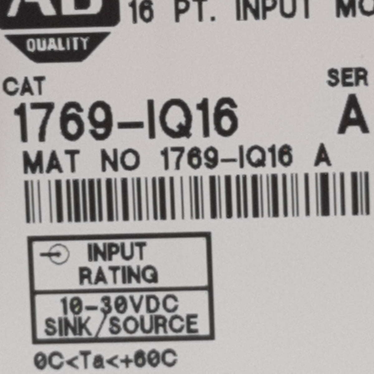 Used Allen Bradley 1769-IQ16 Ser A Input Module CompactLogix, 16 input, F/W Rev 3.1