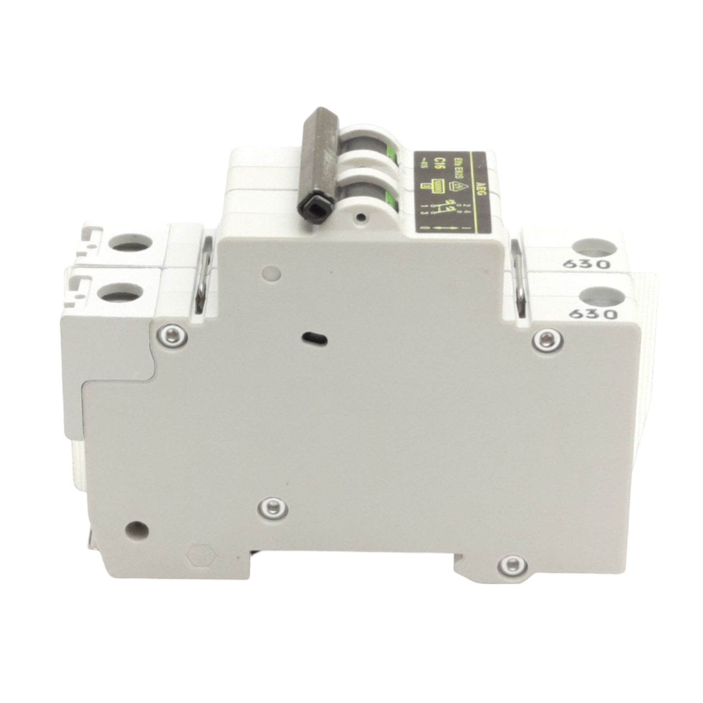 Used Lot of 2 AEG Elfa E82S C16 Circuit Breaker, 2-Poles, 16A, 277/480VAC, DIN Rail