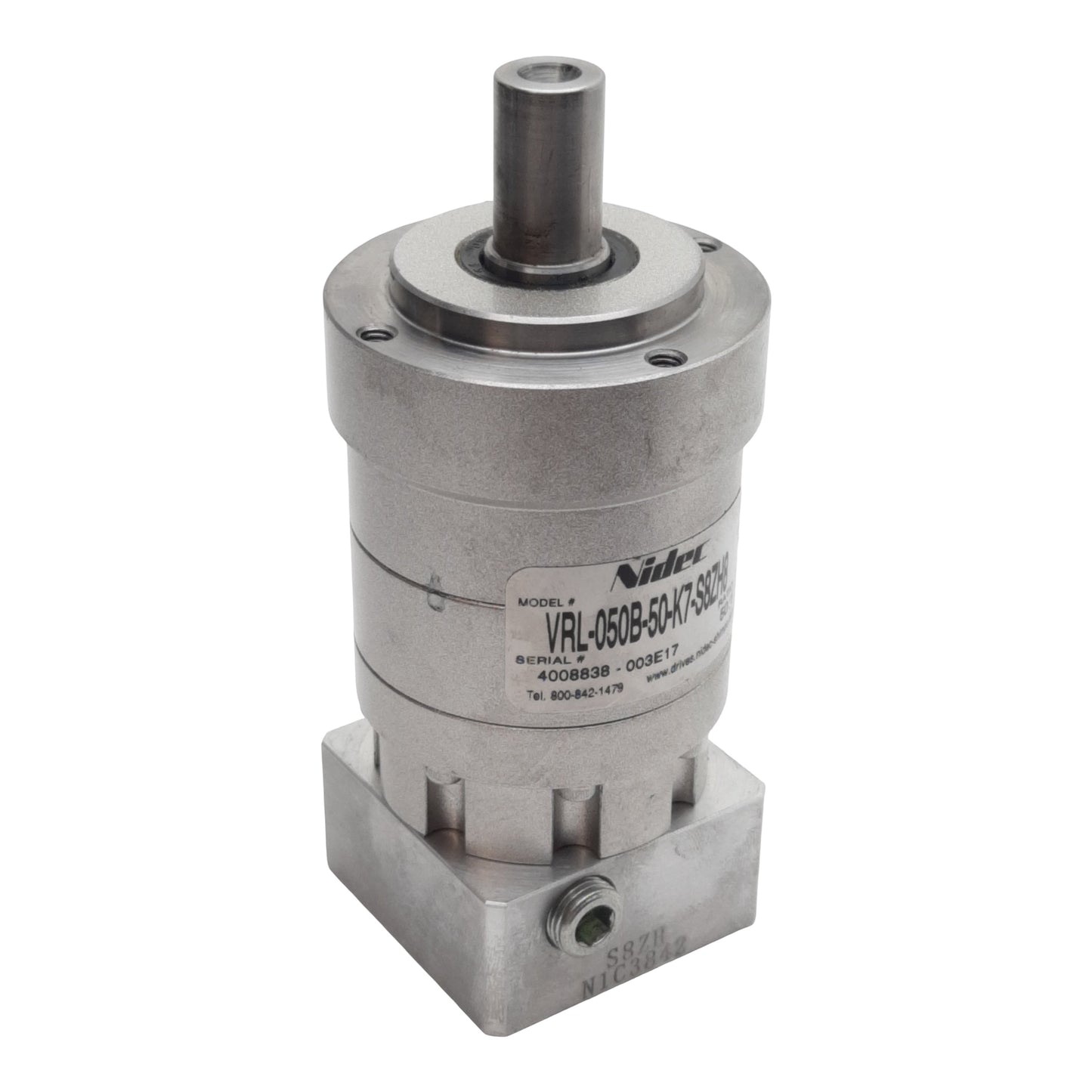 Used Nidec VRL-050B-50-K7-S8ZH8 Planetary Gearbox, 50:1, 15Nm, 19.5mm Shaft, 8500rpm