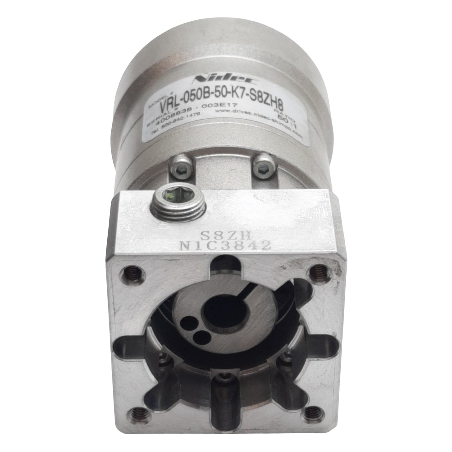 Used Nidec VRL-050B-50-K7-S8ZH8 Planetary Gearbox, 50:1, 15Nm, 19.5mm Shaft, 8500rpm