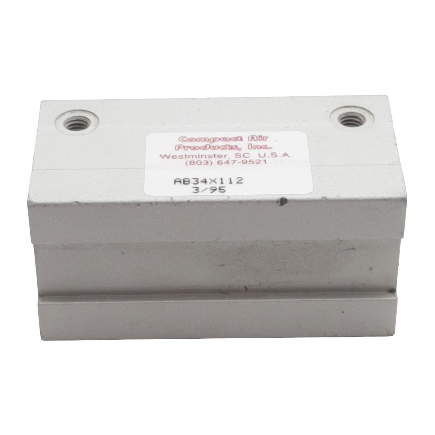 Used Compact AB34X112 Pneumatic Cylinder, ø3/4in Bore, 1-1/2in Stroke, #10-32, 250psi