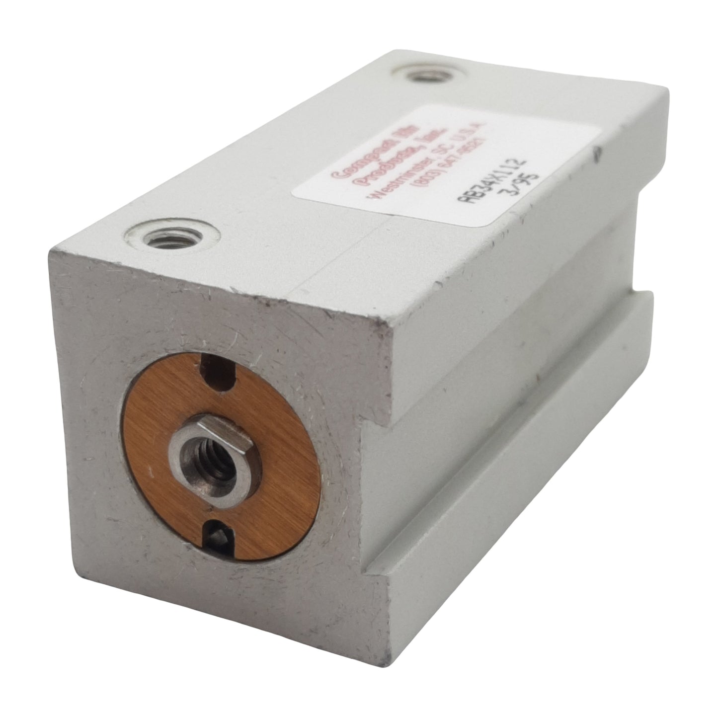 Used Compact AB34X112 Pneumatic Cylinder, ø3/4in Bore, 1-1/2in Stroke, #10-32, 250psi