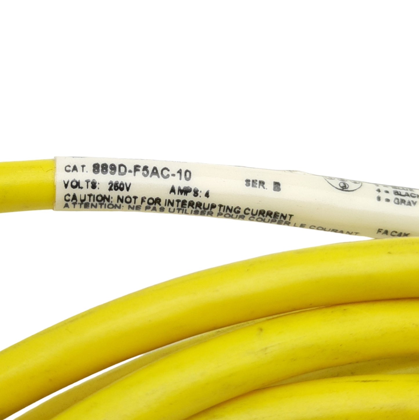 Used Allen Bradley 889D-F5AC-10 Micro Cordset, M12 5-Pin Female to Leads, 13ft