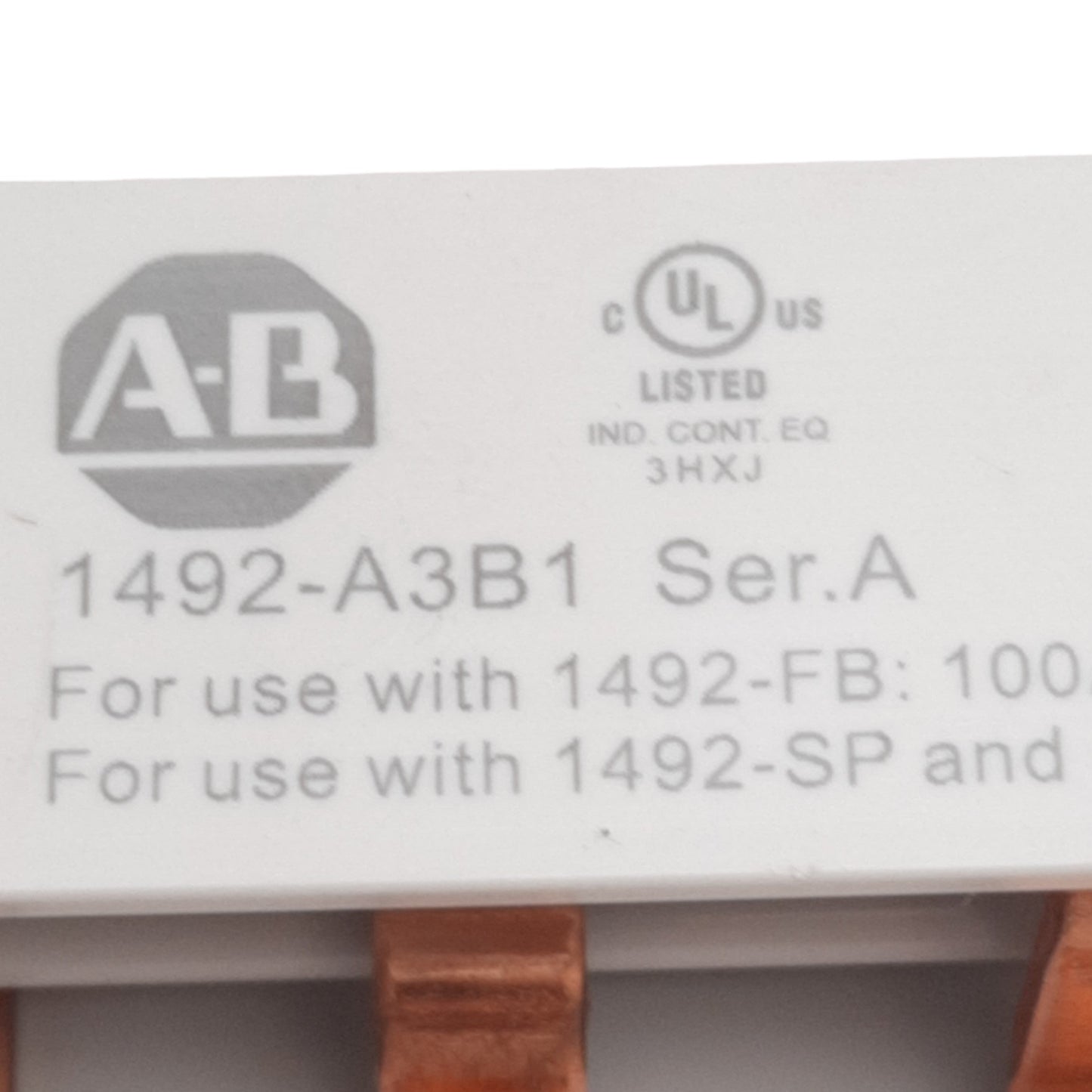 Used Allen Bradley 1492-A3B1 Bus Bar 3-Phase, 100A, 10 Pins *Cut into 7in Length*