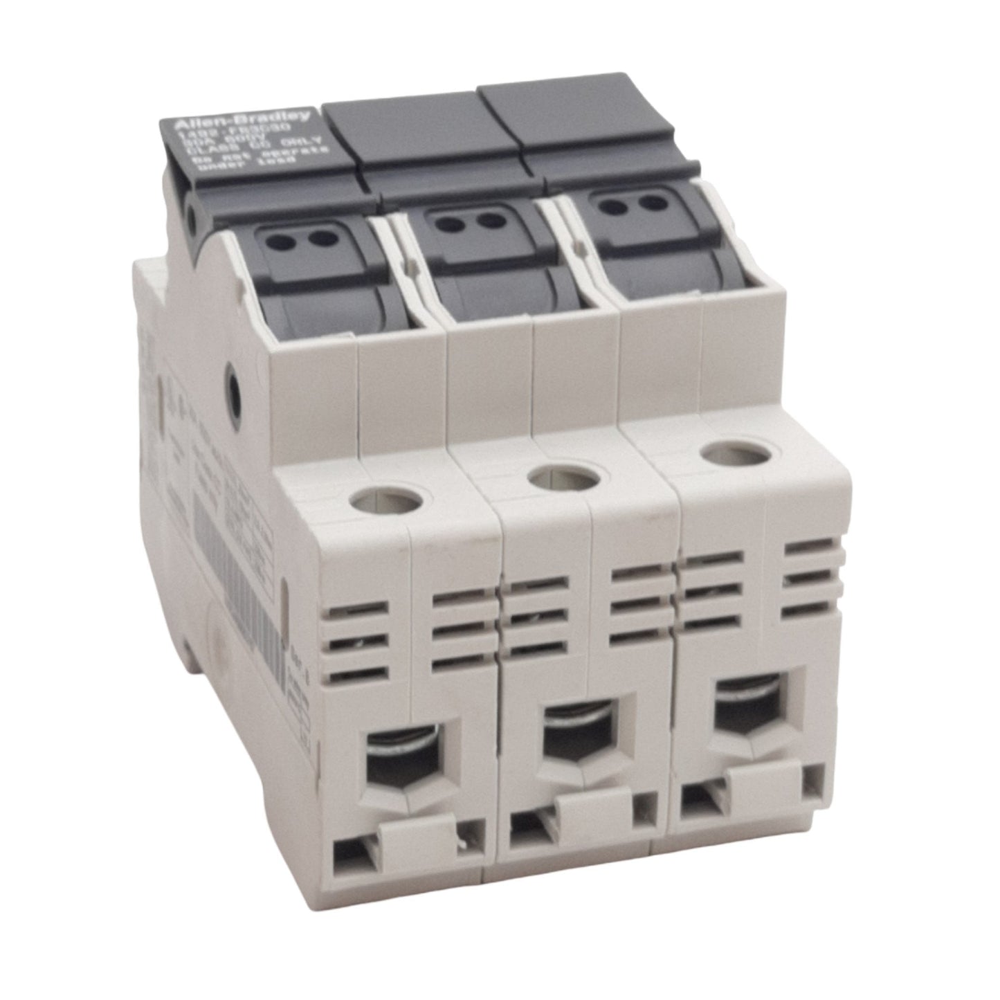 Used Allen Bradley 1492-FB3C30 Fuse Holder 3-Poles,Class CC Type, 30A, 600VAC/DC