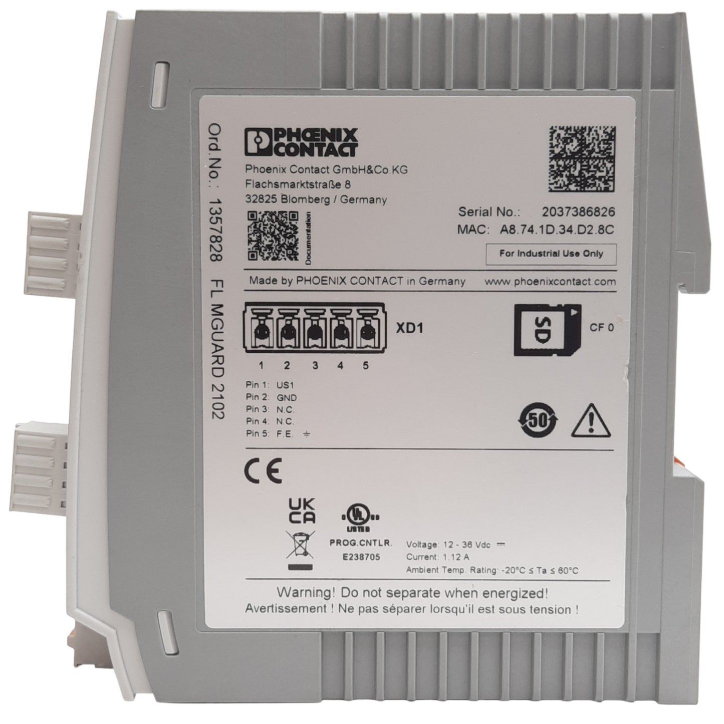 Used Phoenix Contact FL MGUARD 2102 12-36VDC, 1.12A, RJ45 Ports, Gigabit Ethernet