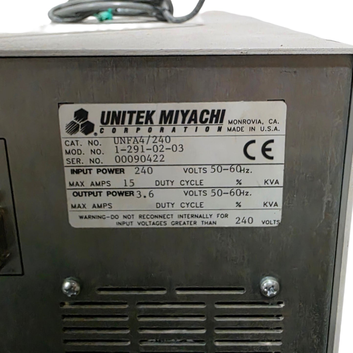 Used Unitek Miyachi 1-291-02-03 UNFA4/240 Pulsed Thermode Weld Controller 240VAC 15A