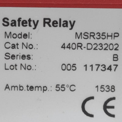Used Allen Bradley MSR35HP Monitoring Safety Relay 24VDC Supply, 2A at 24VDC Output