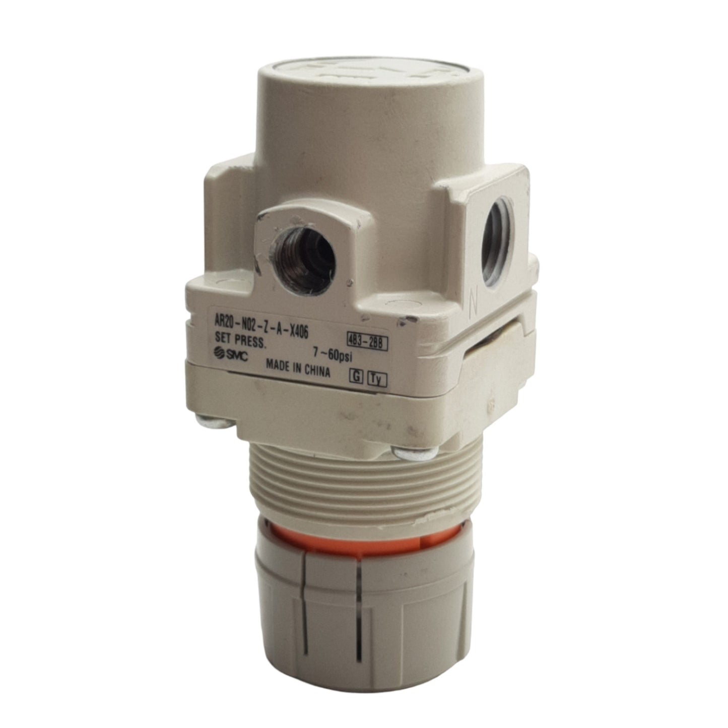 Used SMC AR20-N02-Z-A-X406 Regulator 1/4in NPT, 4-60psi Set Pressure, 1.5MPa Max