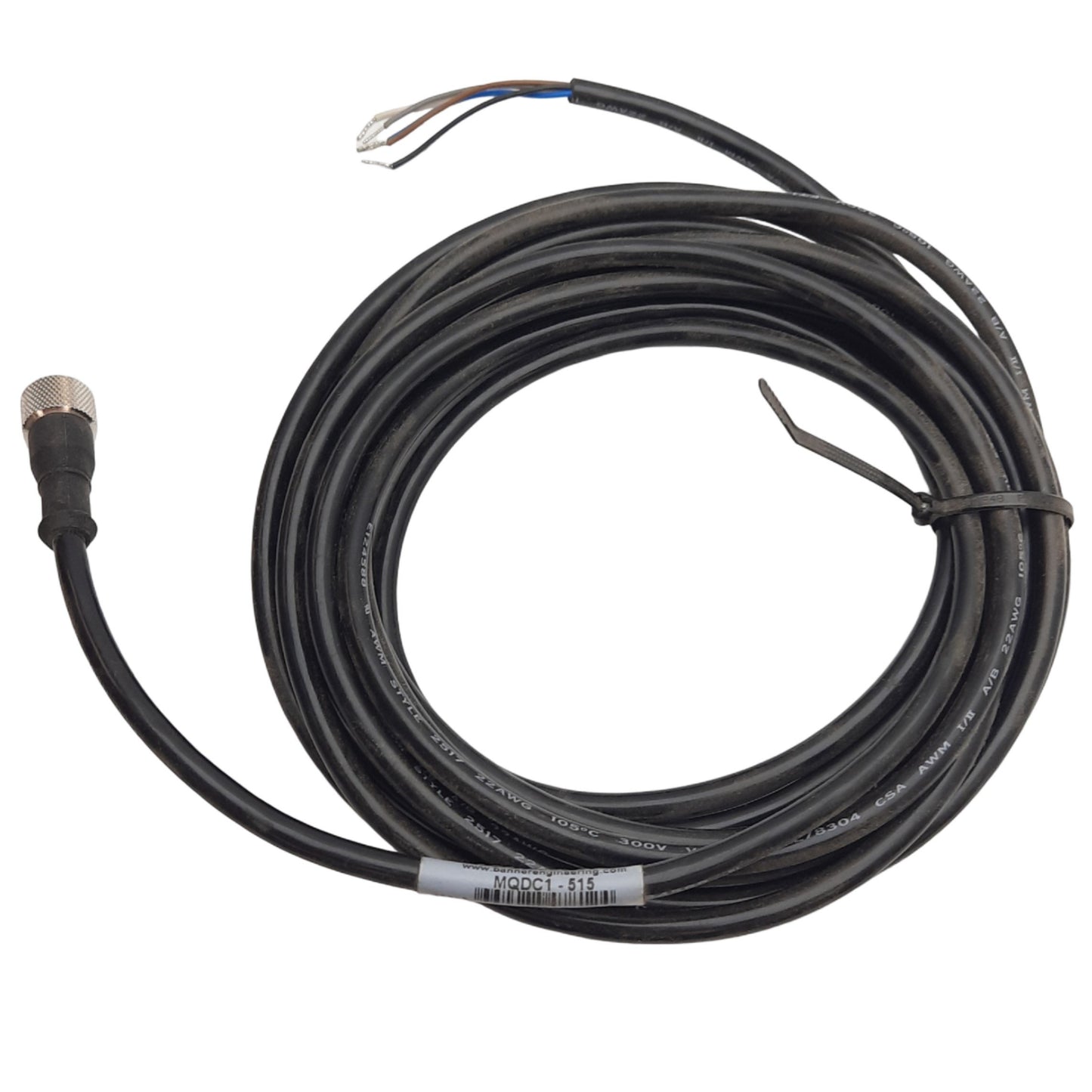 Used Banner Engineering MQDC1-515 Cordset 5-Pin M12 Female to Flying Leads, 15FT