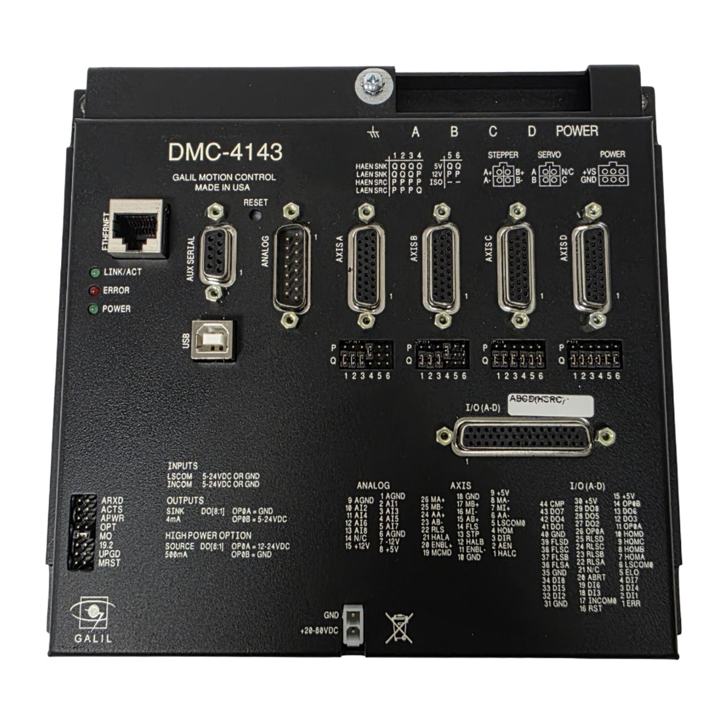 Used Galil Motion Controls DMC4143-BOX4-ABCD(HSRC) Motion Controller 4-Axis 28-80VDC