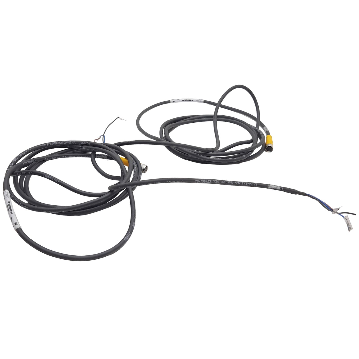 Used Lot of 2 Turck PKG 3M-4/S90 Picofast Cordset Cable 3-Pin, 125V 4A, 2m Long