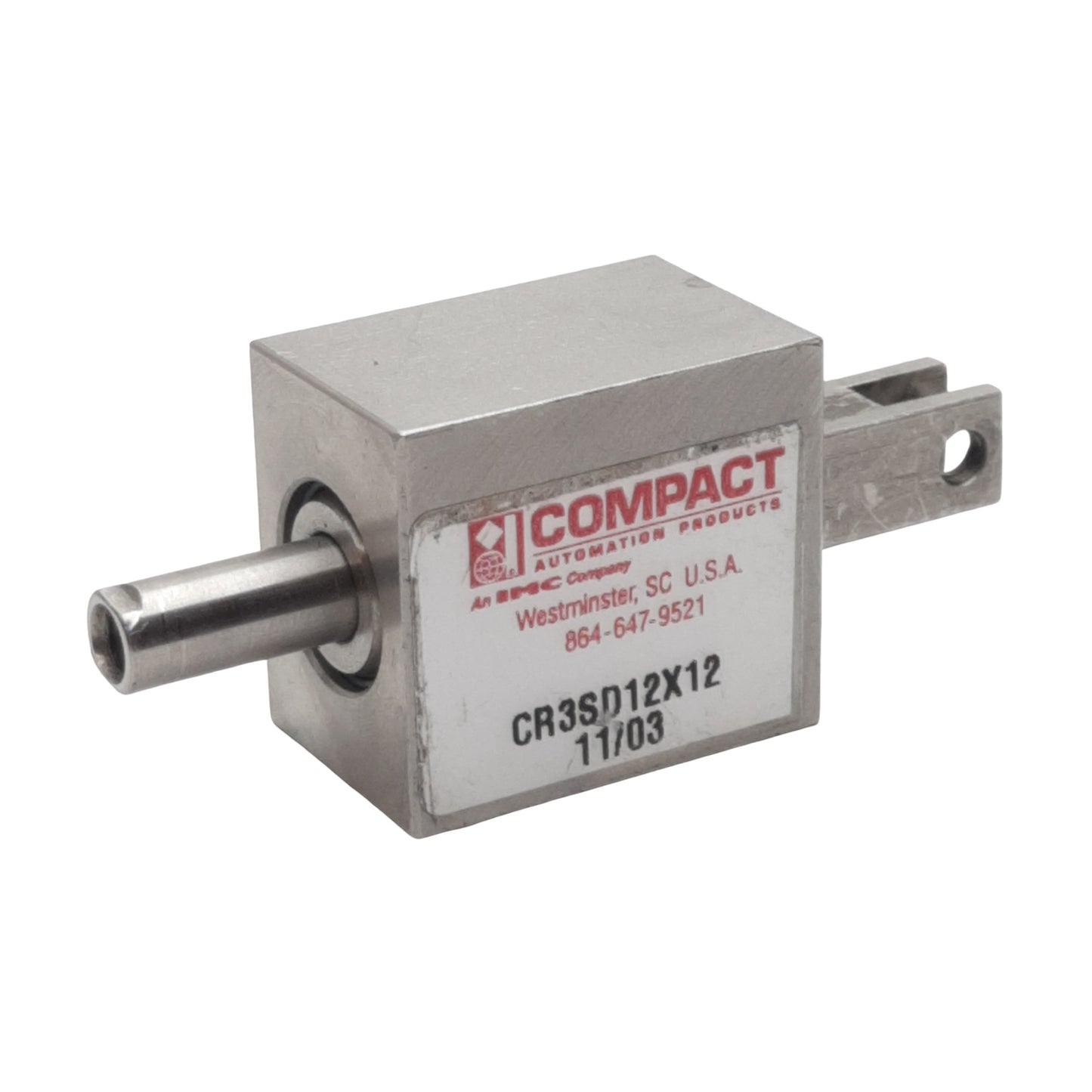 Used Compact CR3SD12X12 Pneumatic Cylinder, ø1/2in Bore, 1/2in Stroke, #10-32, 250psi