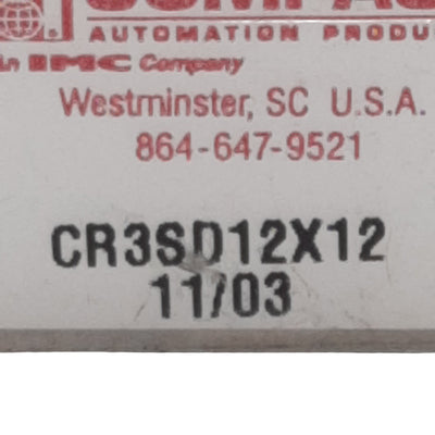 Used Compact CR3SD12X12 Pneumatic Cylinder, ø1/2in Bore, 1/2in Stroke, #10-32, 250psi