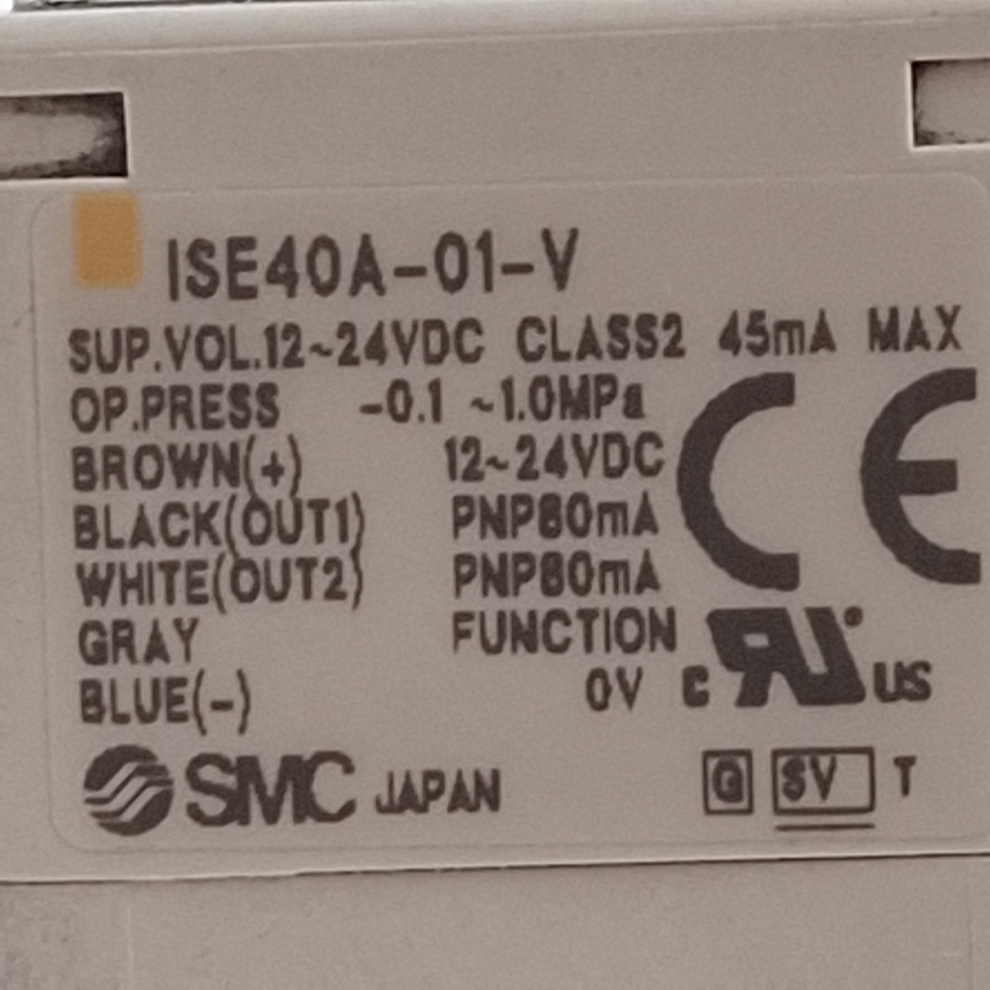 Used SMC ISE40A-01-V Digital Pressure Switch -0.1~1.0MPa PNP M8 3-Pin 12-24VDC 1/8NPT