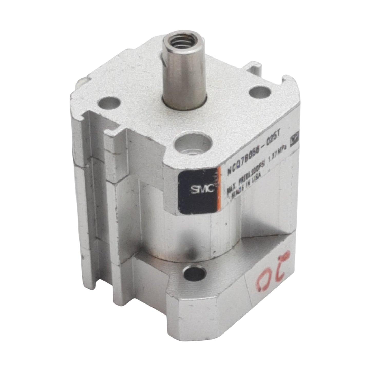 Used SMC NCQ7B056-025T Pneumatic Cylinder, ø0.56in Bore, 0.25in Stroke, M5, 1.37MPa