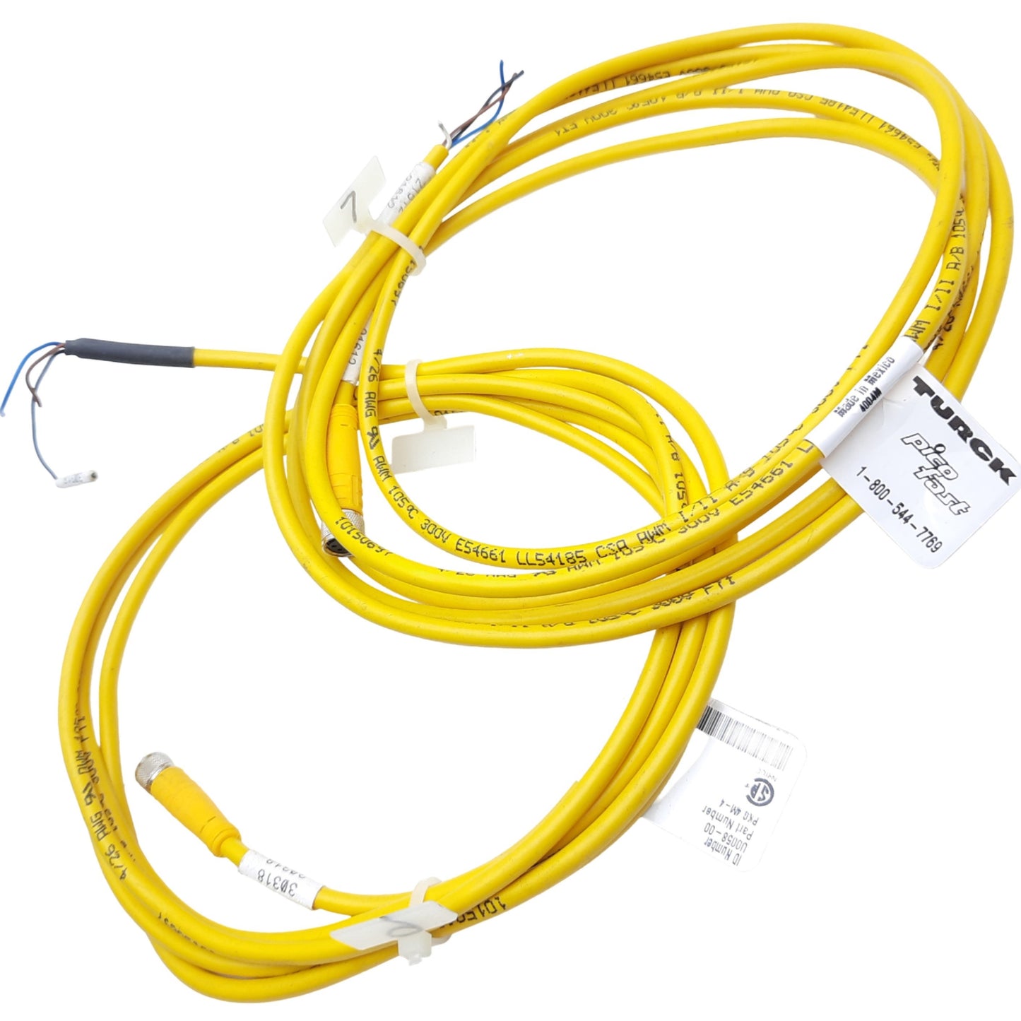 Used Lot of 2 Turck PKG 4M-4 Sensor Cordset M8 Female to Flying Leads, *Cut to 2m*