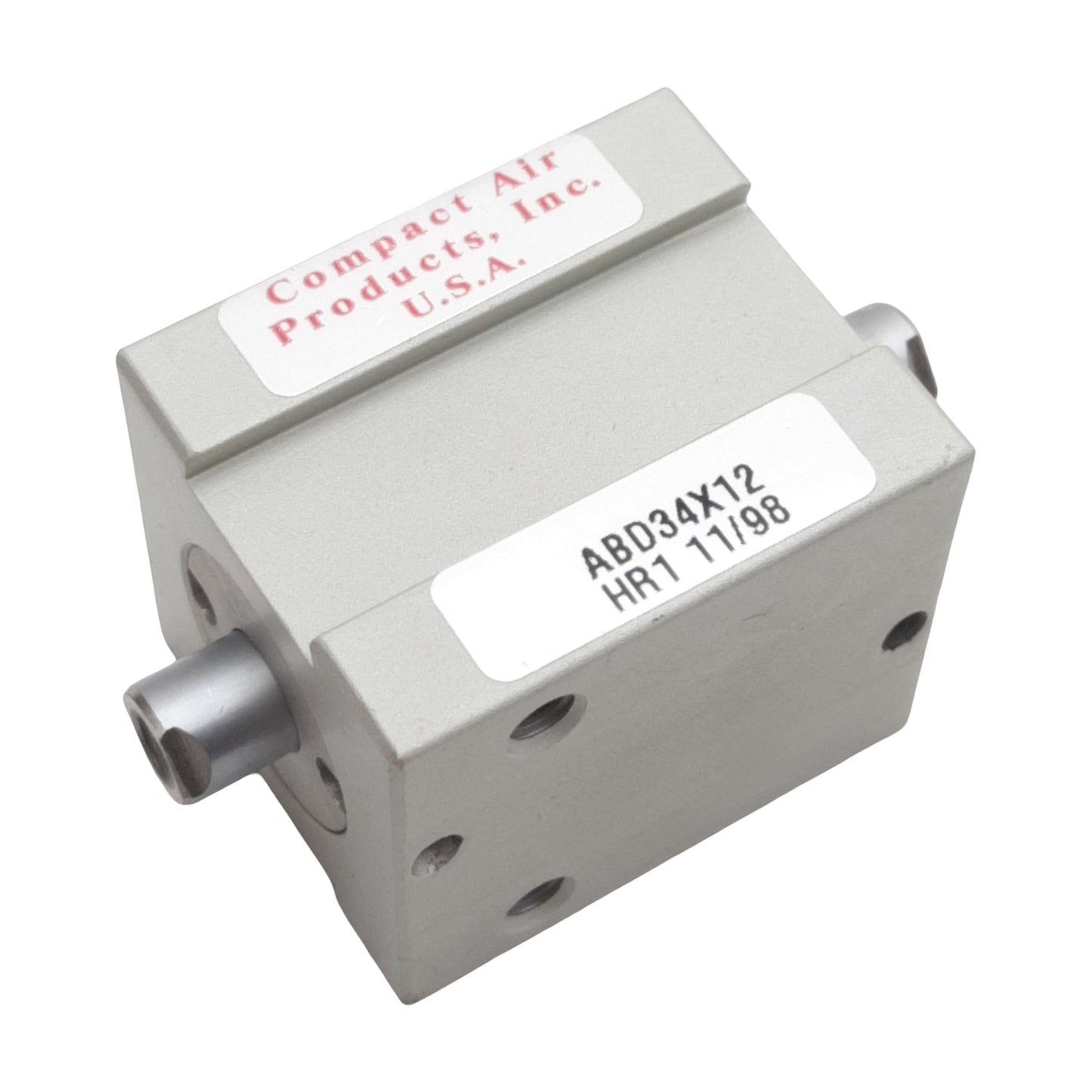 New Compact ABD34X12 Pneumatic Cylinder, ø3/4in Bore, 1/2in Stroke, #10-32, 250psi