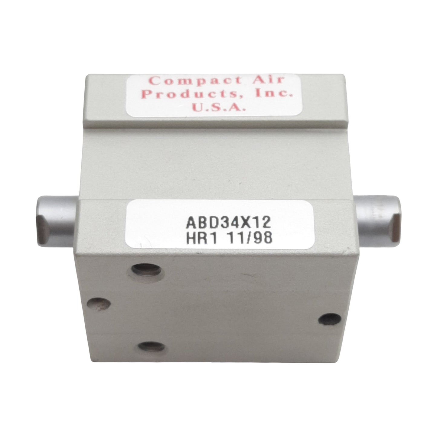 New Compact ABD34X12 Pneumatic Cylinder, ø3/4in Bore, 1/2in Stroke, #10-32, 250psi