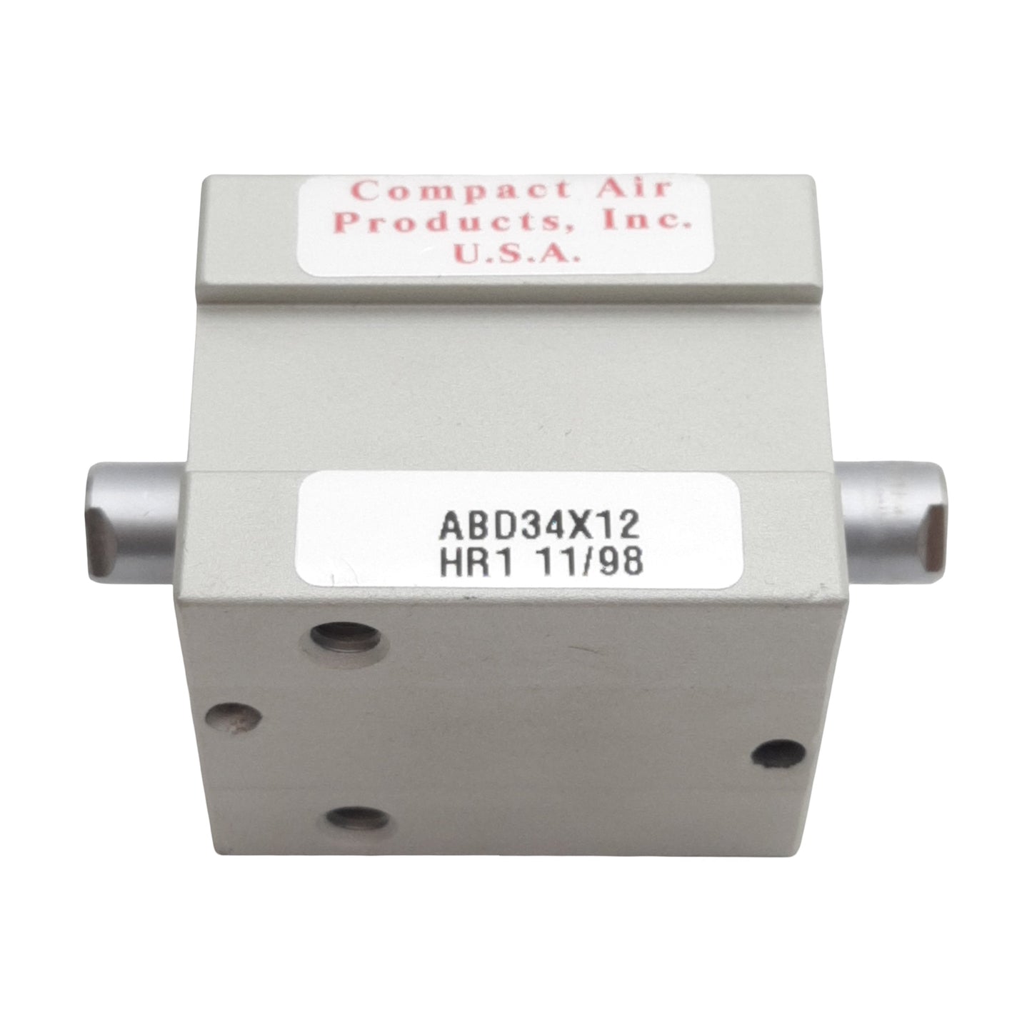 New Compact ABD34X12 Pneumatic Cylinder, ø3/4in Bore, 1/2in Stroke, #10-32, 250psi