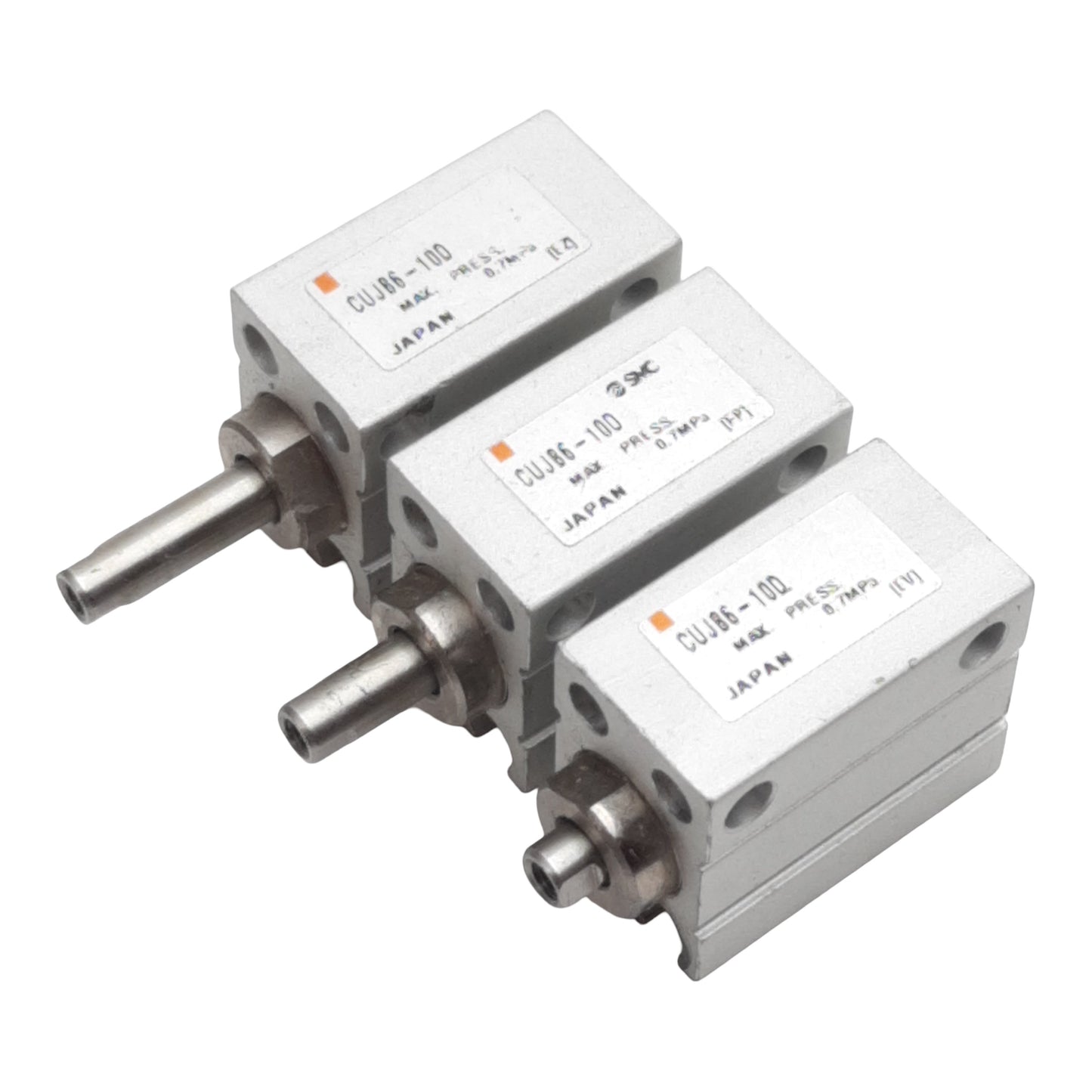 Used Lot of 3 SMC CUJB6-10D Free-Mount Cylinder, ø6mm Bore, 10mm Stroke, M3, 0.7MPa