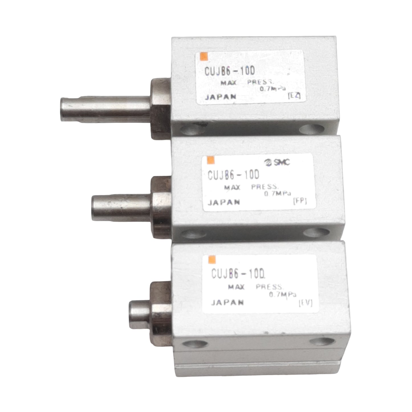 Used Lot of 3 SMC CUJB6-10D Free-Mount Cylinder, ø6mm Bore, 10mm Stroke, M3, 0.7MPa