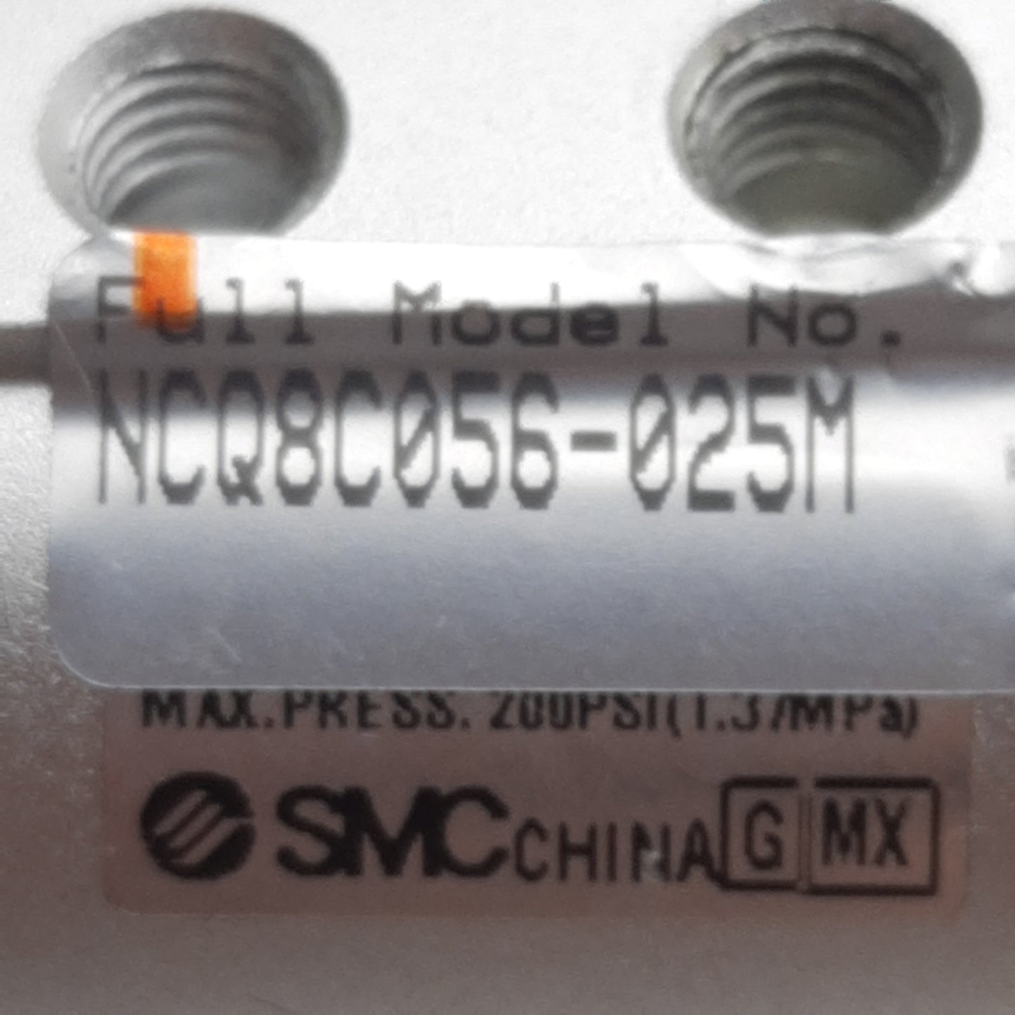 Used SMC NCQ8C056-025M Pneumatic Cylinder, ø9/16in Bore, 1/4in Stroke, #10-32, 200psi