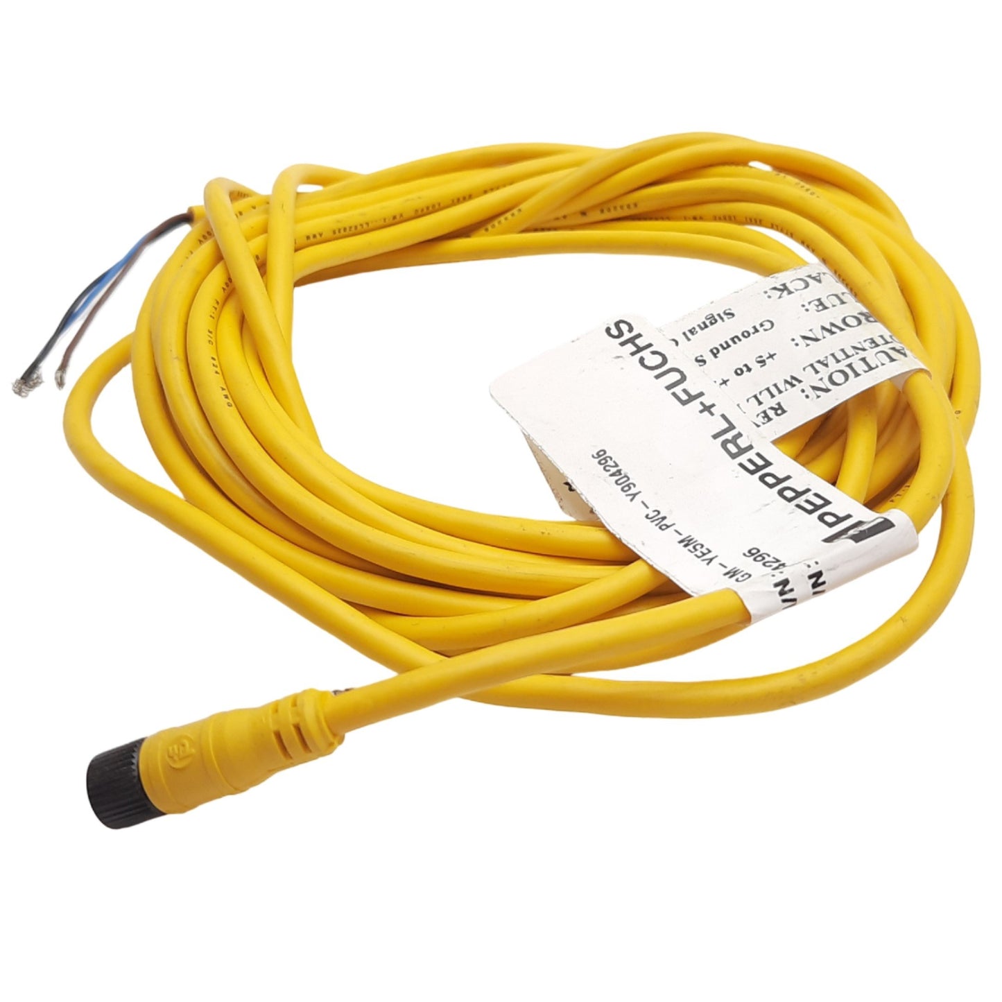 Used Pepperl Fuchs V3-GM-YE5M-PVC-Y904296 Cordset M8 3-Pin Female, 48VAC/60VDC, 5m