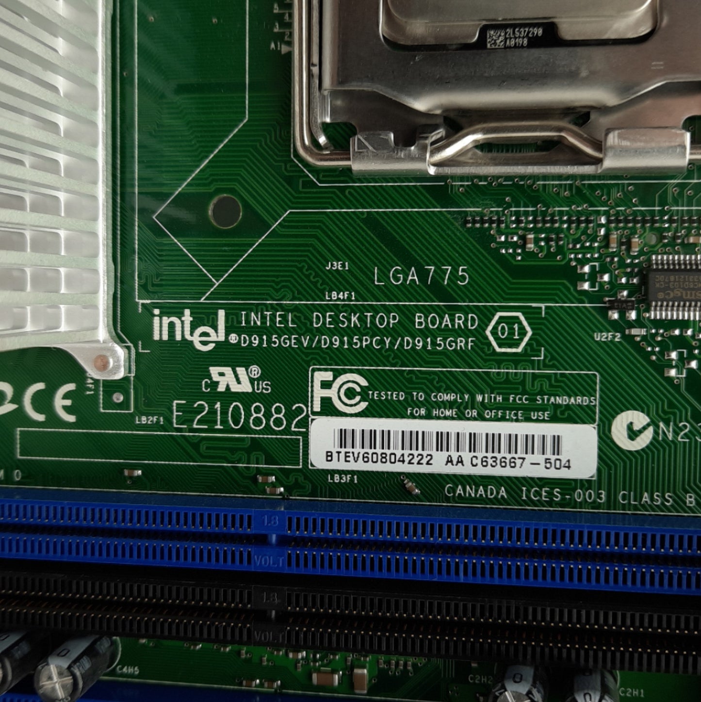 Used Intel D915GEV/D915PCY/D915GRF ATX Desktop Board w/ Pentium-4 SL8U5 CPU, LGA775