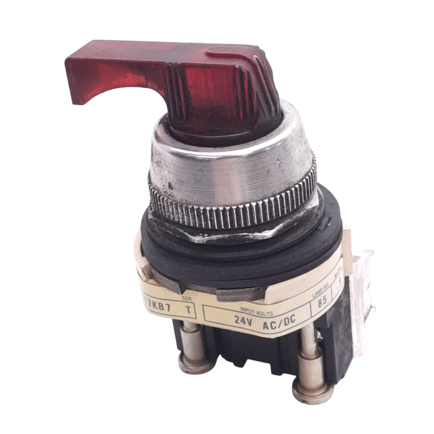 Used Allen Bradley 800T-24JX17KB7 Selector Switch, 3-Position, ø30mm, 1NO 1NC, 600V