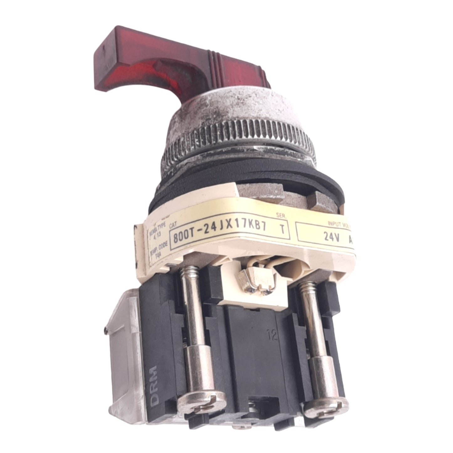 Used Allen Bradley 800T-24JX17KB7 Selector Switch, 3-Position, ø30mm, 1NO 1NC, 600V