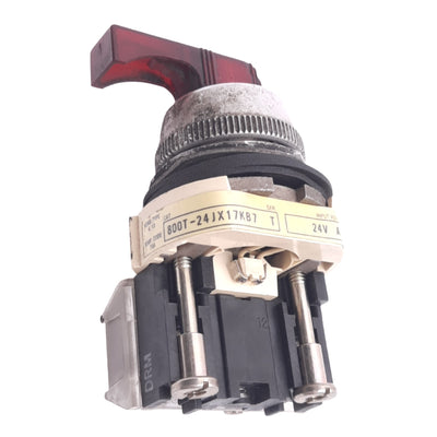Used Allen Bradley 800T-24JX17KB7 Selector Switch, 3-Position, ø30mm, 1NO 1NC, 600V