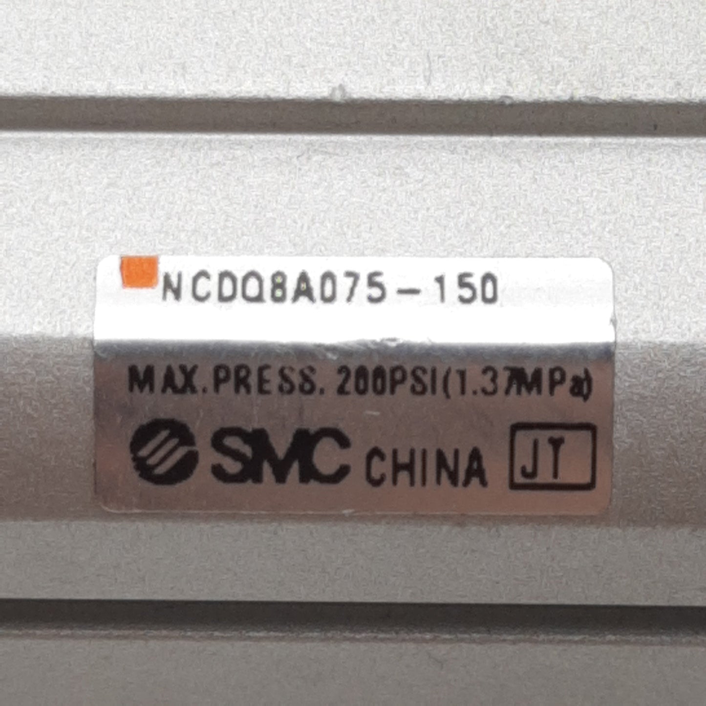 Used SMC NCDQ8A075-150 Pneumatic Cylinder ø3/4in Bore, 1-1/2in Stroke, #10-32, 200psi