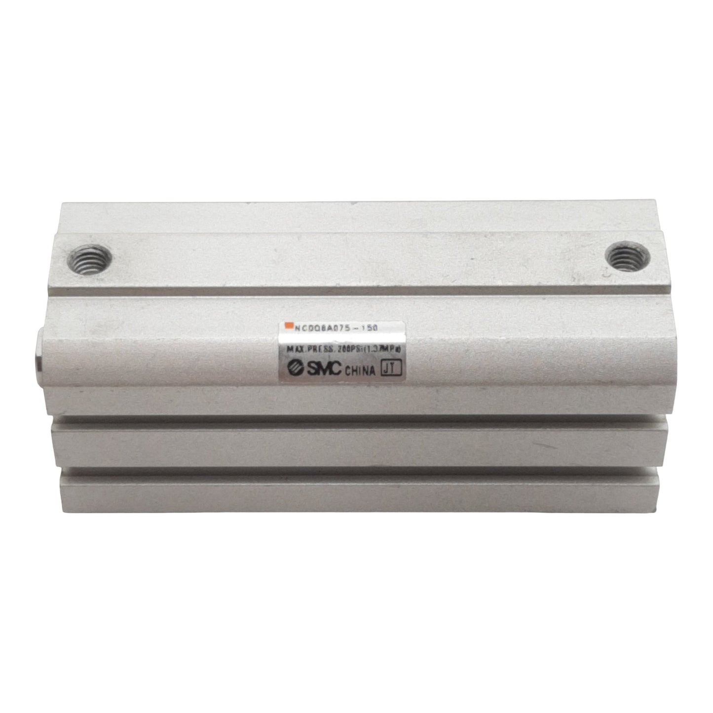 Used SMC NCDQ8A075-150 Pneumatic Cylinder ø3/4in Bore, 1-1/2in Stroke, #10-32, 200psi