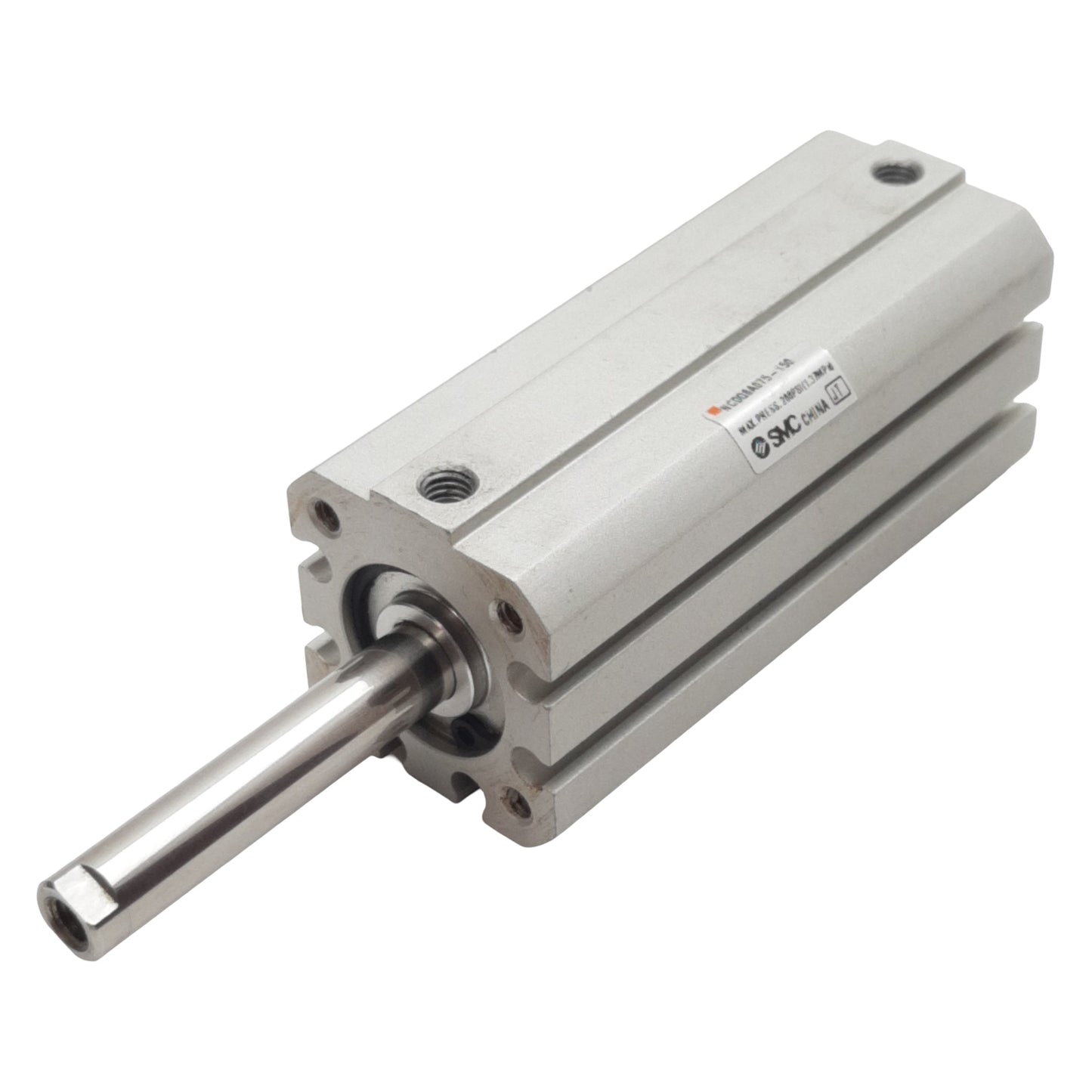 Used SMC NCDQ8A075-150 Pneumatic Cylinder ø3/4in Bore, 1-1/2in Stroke, #10-32, 200psi