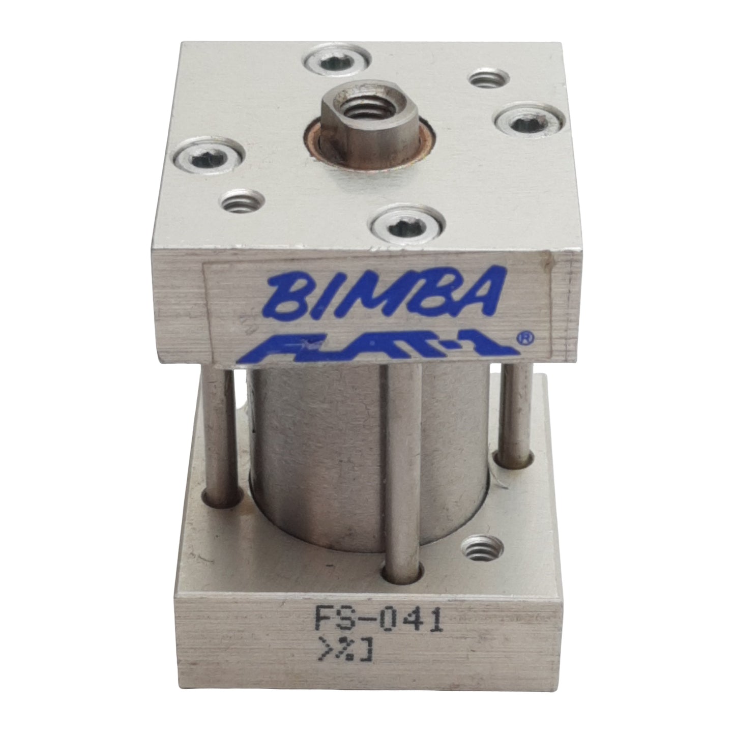 Used Bimba FS-041 FLAT-1 Square Pneumatic Cylinder, ø3/4in Bore, 1in Stroke, #10-32