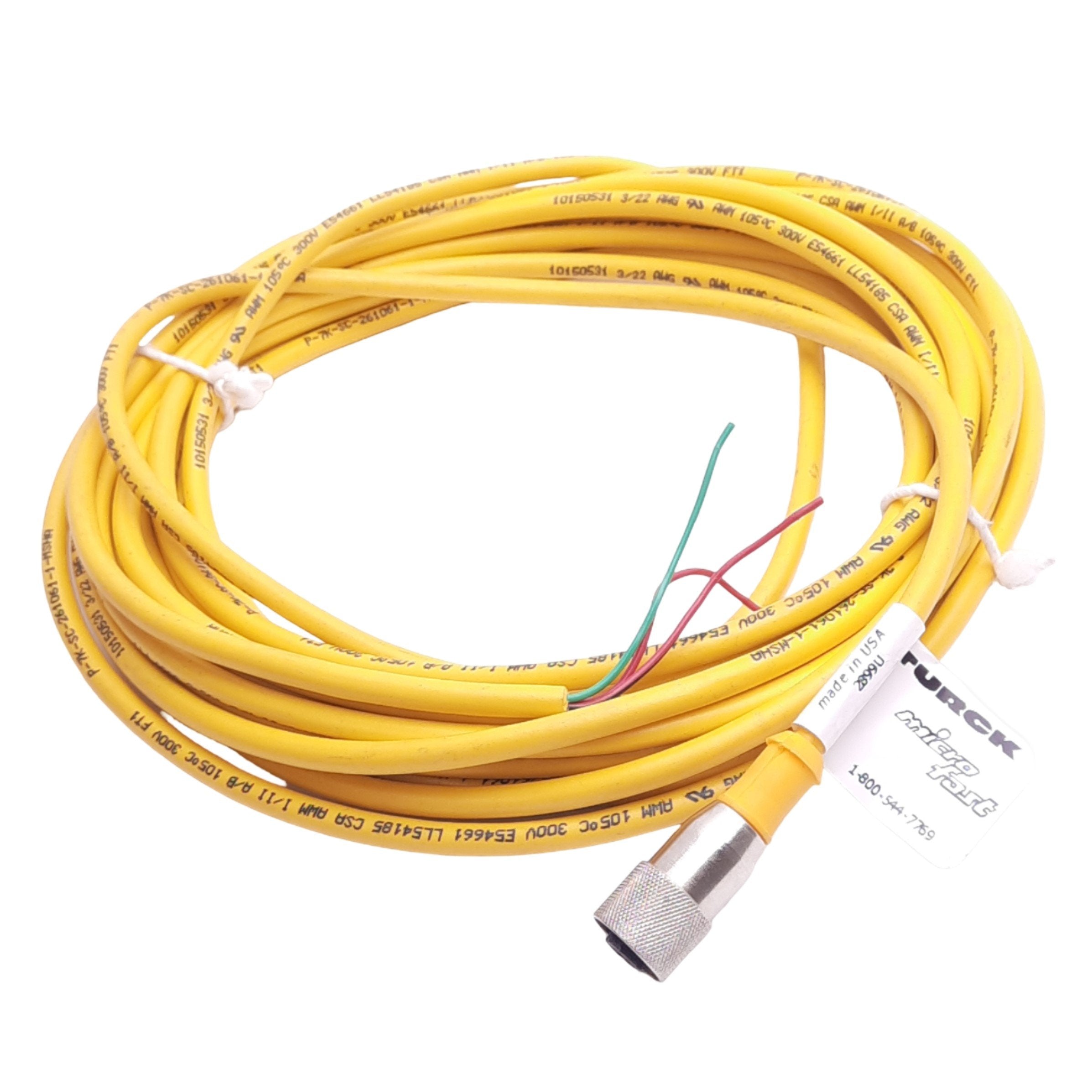 Turck KB 3T-6 U2413-1 MicroFast Cordset, M12 3-Pin Female, 250V 4A, 6m ...