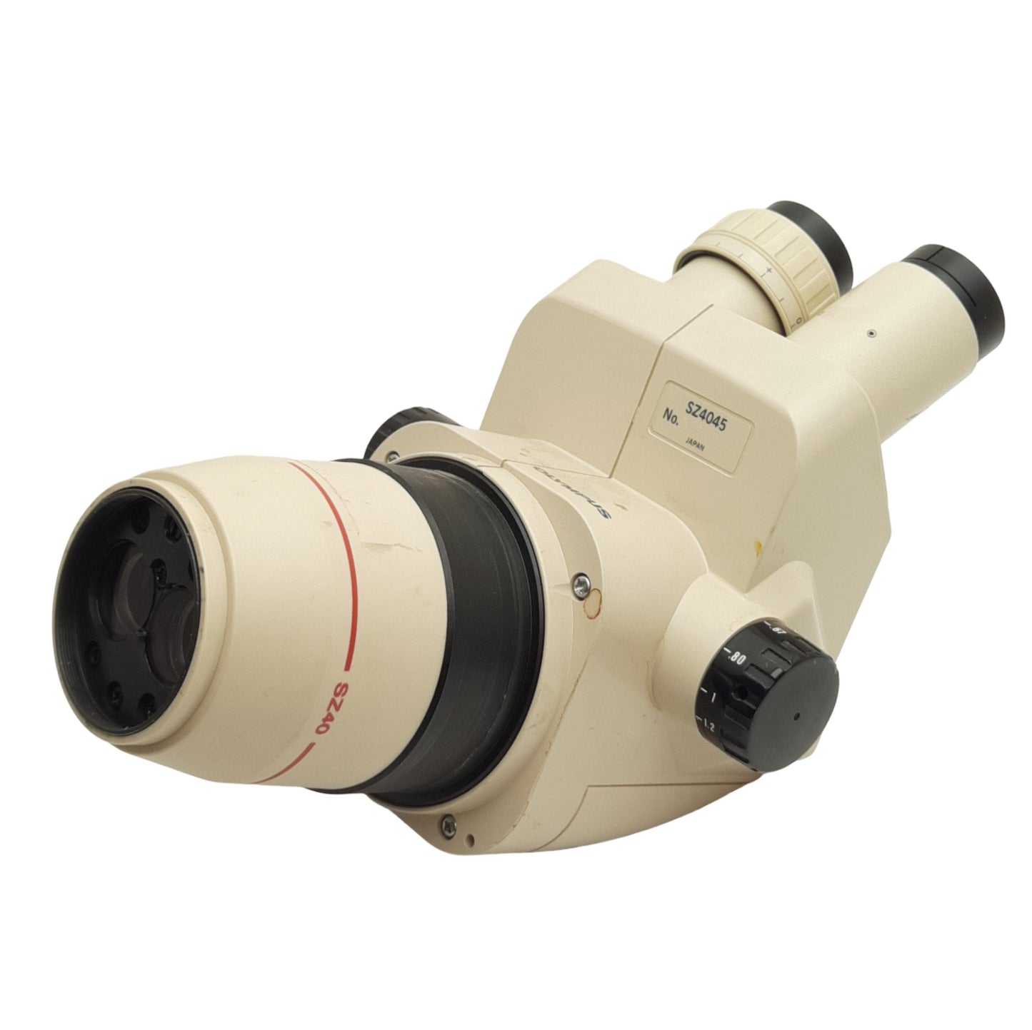 Used Olympus SZ4045 Microscope Head, 110mm WD, 0.67x ~ 4x Mag. *No Eyepieces*
