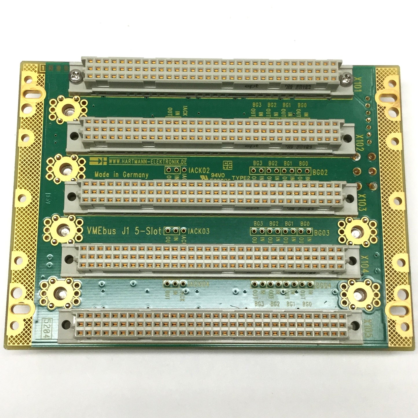 Used Hartmann B129405P7D VMEbus J1 5-Slot Backplane 3U, Auto Daisy Chain/Connectors