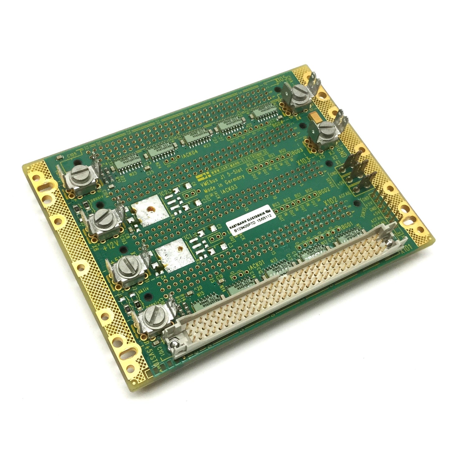 Used Hartmann B129405P7D VMEbus J1 5-Slot Backplane 3U, Auto Daisy Chain/Connectors