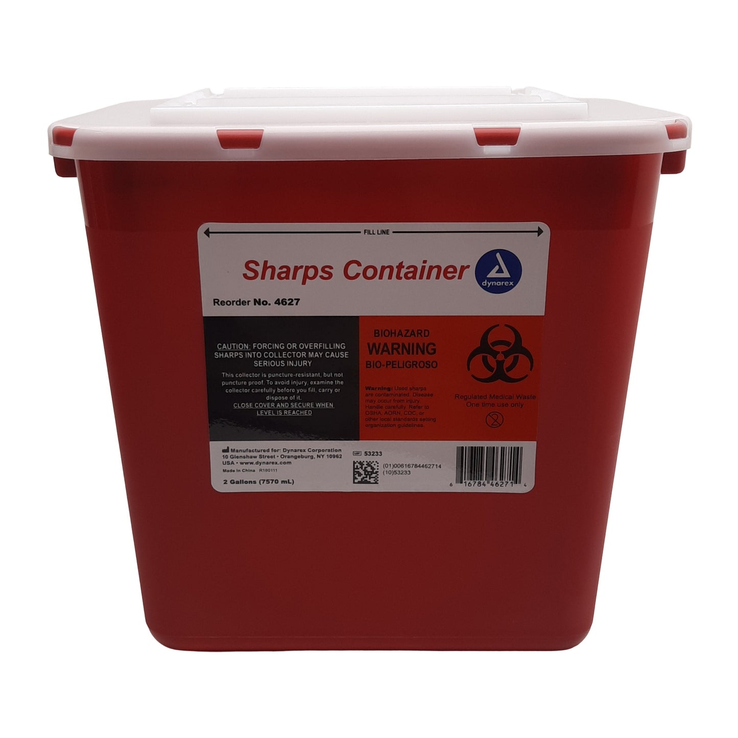 New Lot of 9 Dynarex 4627 Sharps Container 2gal (7570mL) 6.9" L x 10.8" W x 9.98" H