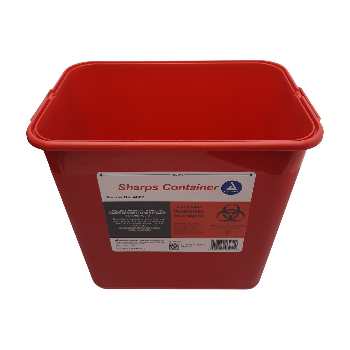 New Lot of 9 Dynarex 4627 Sharps Container 2gal (7570mL) 6.9" L x 10.8" W x 9.98" H
