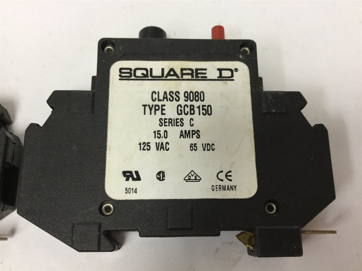 Used Lot of 2 Square D 9080 GCB150 Circuit Breaker Series C, 15AMP, 125VAC, 65VDC