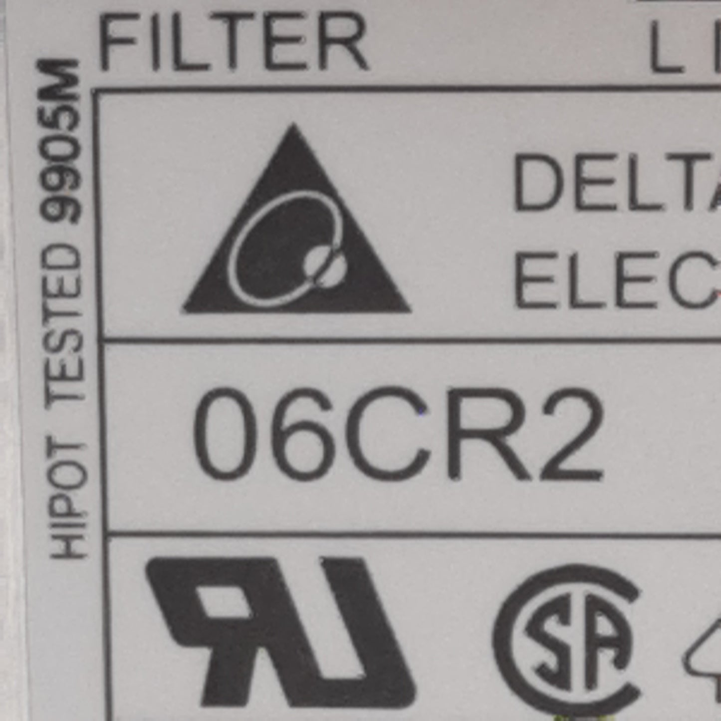 Used Delta Electronics 06CR2 EMI Power Line Filter, 6A 115/250VAC, Spade Terminals