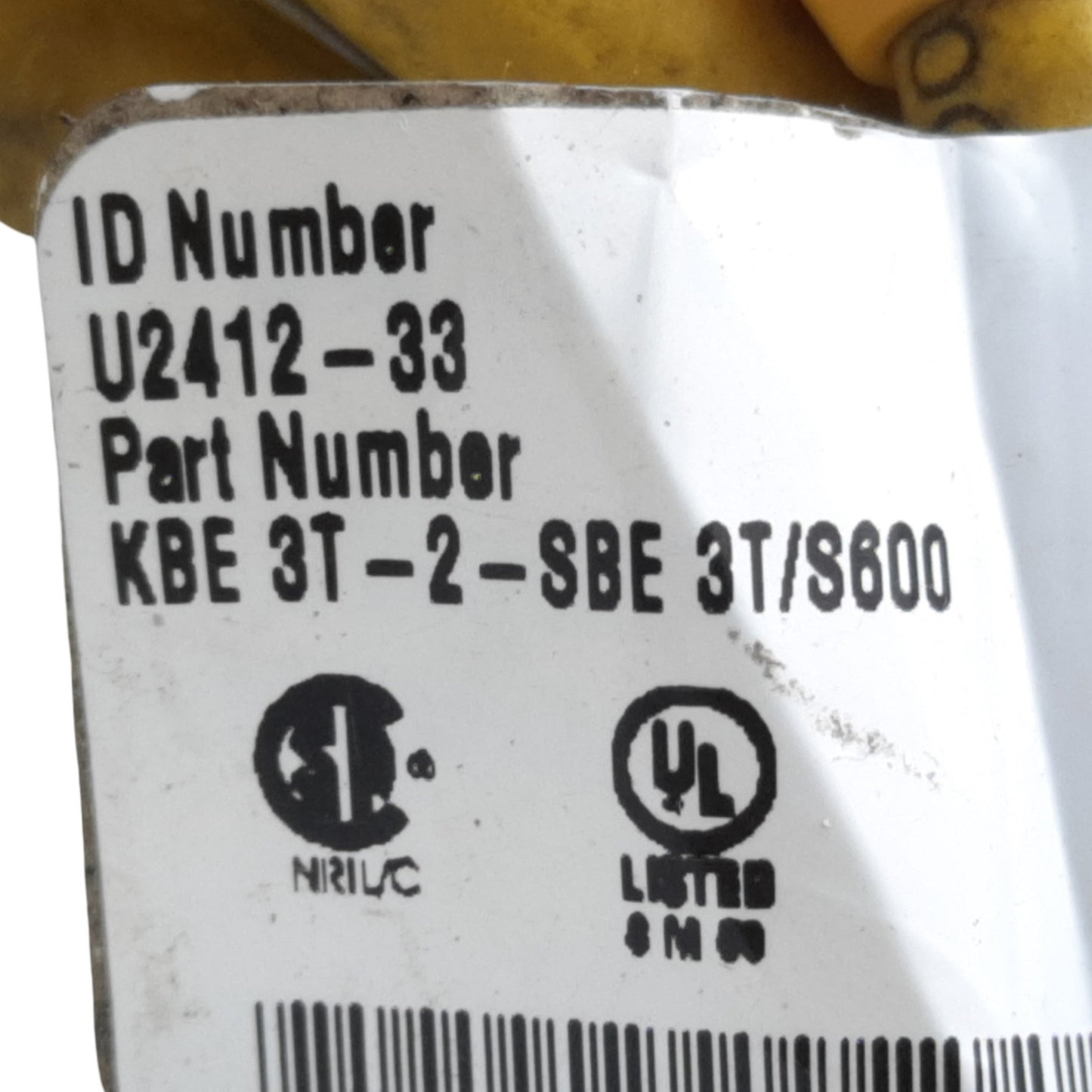 Used Turck KBE 3T-2-SBE 3T/S600 Microfast Double-Ended Cordset, 3-pin 1/2"-20 UNF, 2m