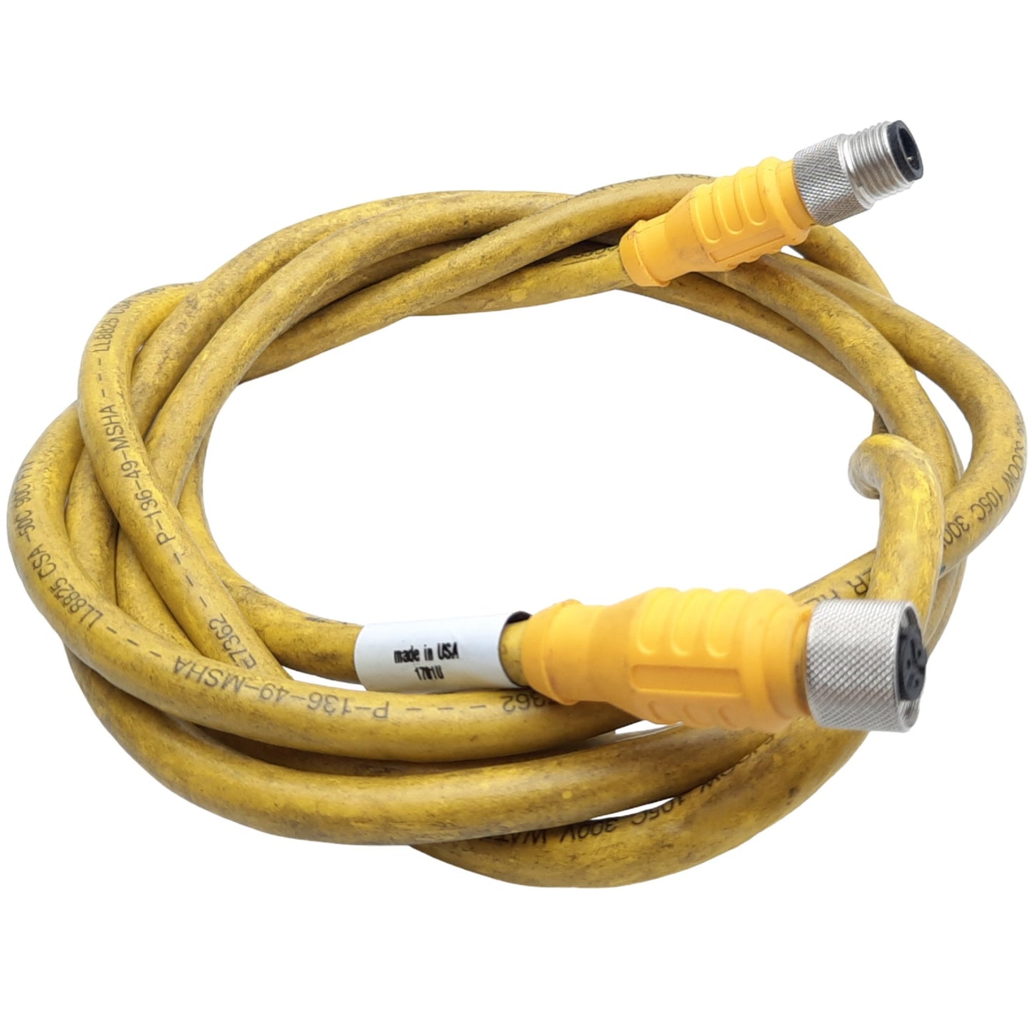 Used Turck KBE 3T-2-SBE 3T/S600 Microfast Double-Ended Cordset, 3-pin 1/2"-20 UNF, 2m