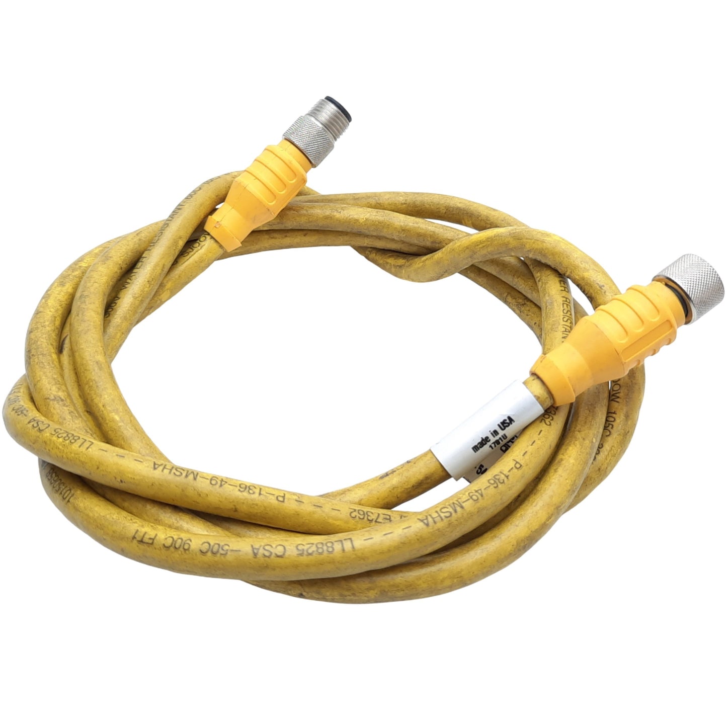 Used Turck KBE 3T-2-SBE 3T/S600 Microfast Double-Ended Cordset, 3-pin 1/2"-20 UNF, 2m