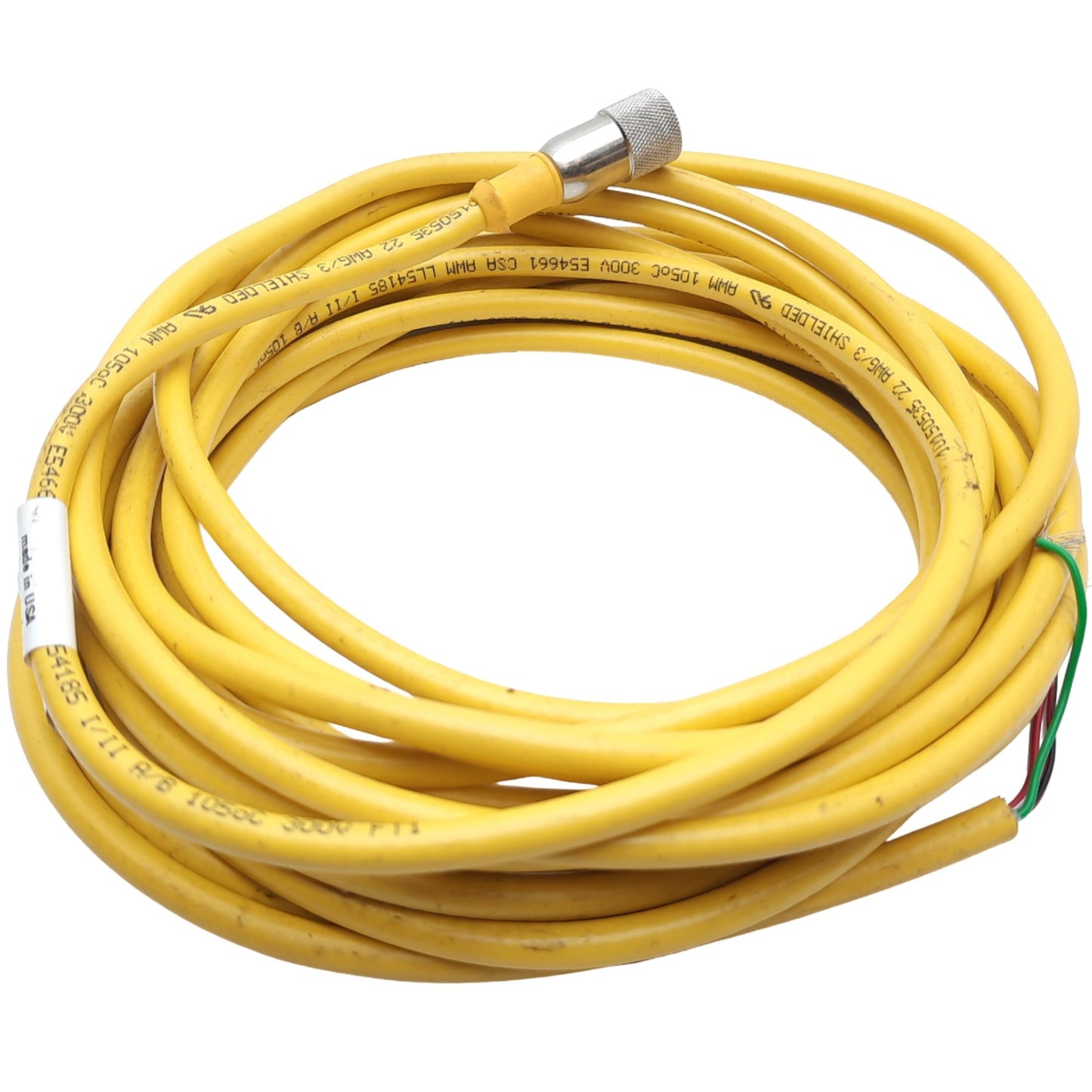 Used Turck KB 3T-6 MicroFast Cordset 3-Pin 1/2"-20 UNF Female to Flying Leads 250V 6m